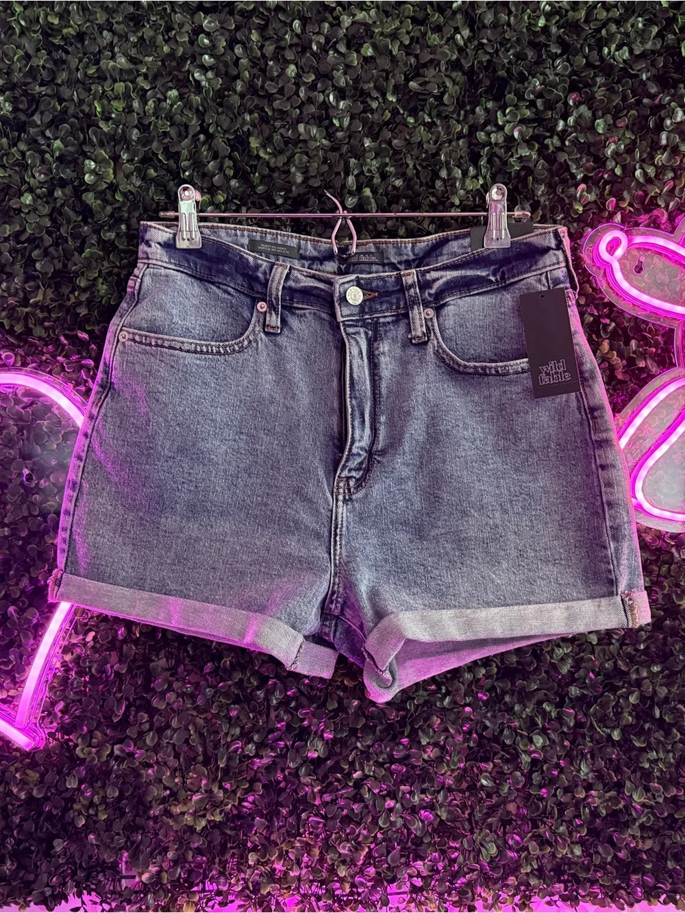 wild fable Mid-Rise Rolled Hem Denim Shorts in Faded Blue